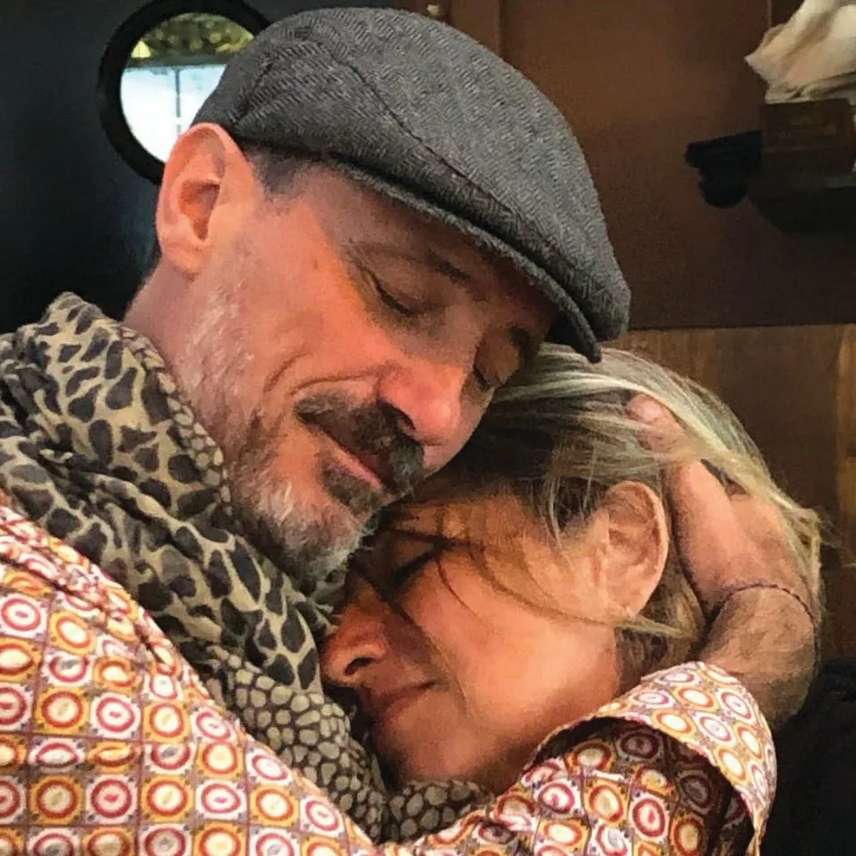 Maïja and Bruno, founders of Dar Mansour, sharing a tender embrace