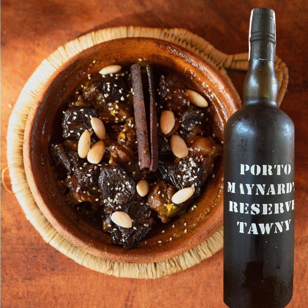 Moroccan prune tajine paired with a tawny port on the Dar Mansour wine pairing list, Koh Phangan
