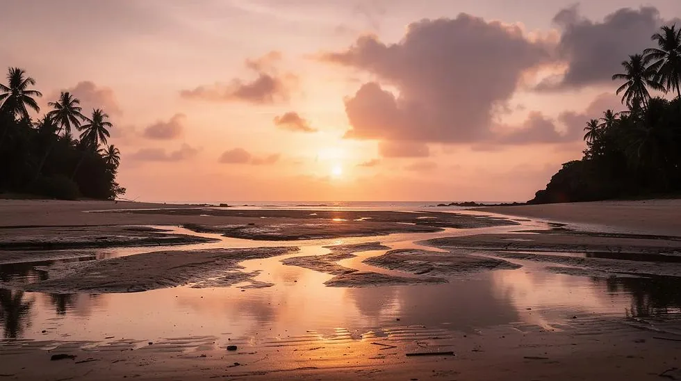 Sunset over the west coast of Koh Phangan, near Hin Kong and Sri Thanu
