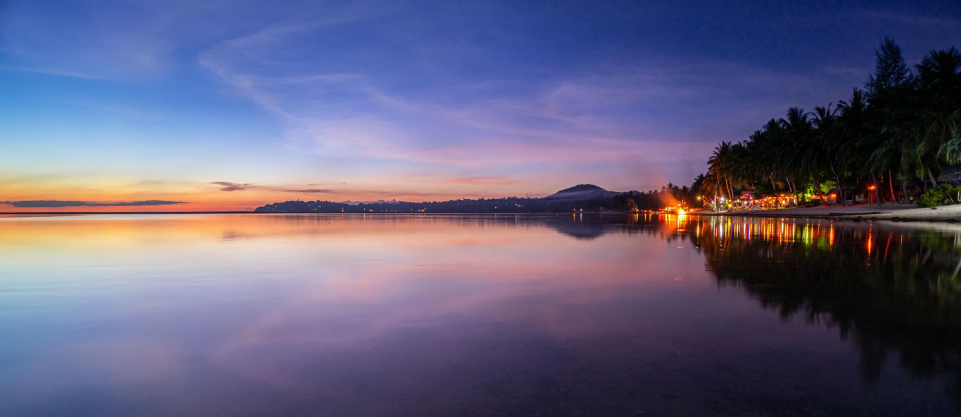Golden sunset over Hin Kong Beach, Koh Phangan